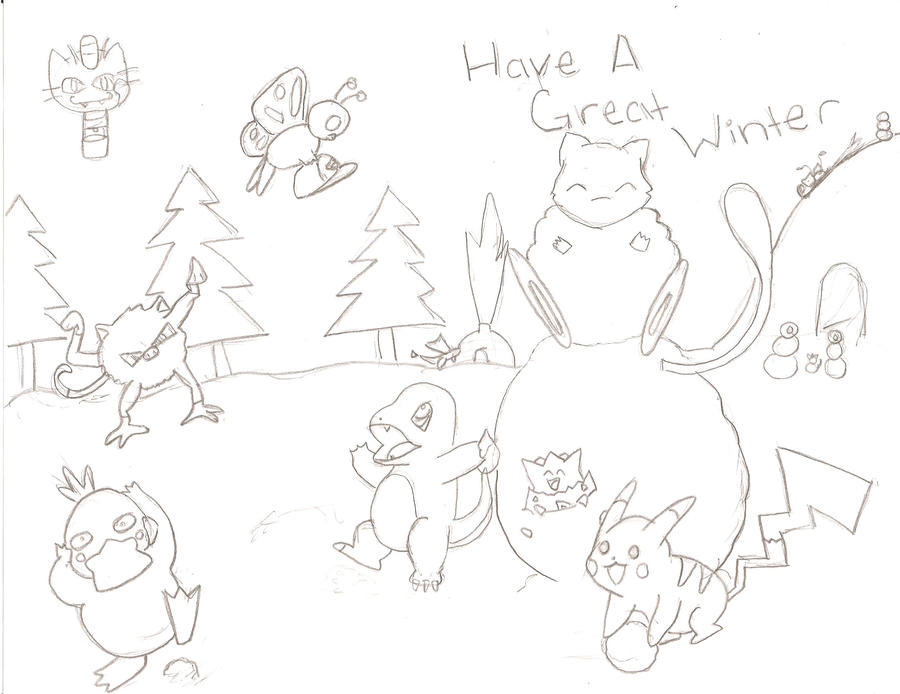 Pokemon Winter Pattern pokemon winter fun by xmisscherrykissx on DeviantArt