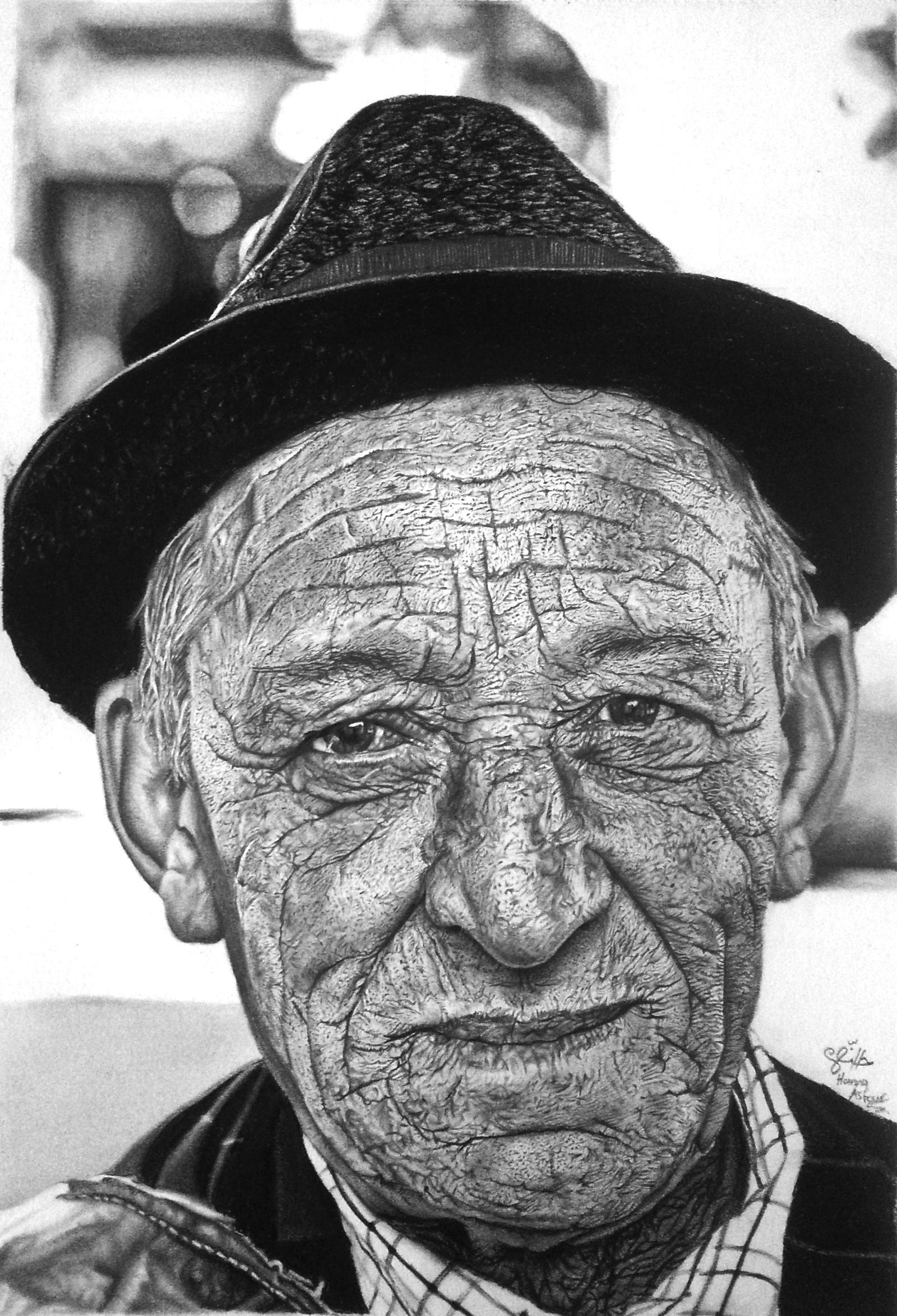 Old man pencil drawing