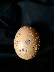 Hand Carved Chicken Egg Art