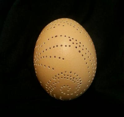 Hand Carved Chicken Egg Art