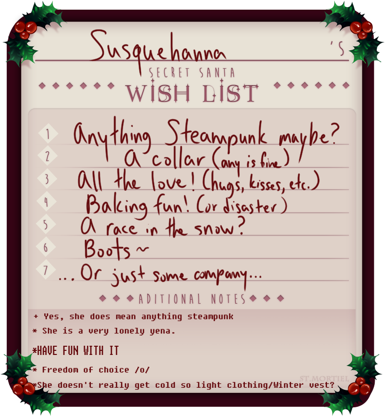 Stm SS: Hanna's Wishlist