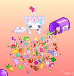 Clumsy Kitty Spilled Vitamins