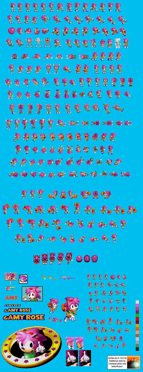 Sonic 2 Pink Edition Amy Rose Sprites (with Extra) by