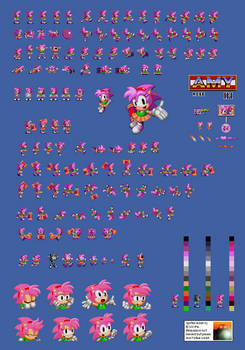 Amy Rose In Sonic 1 Sprite Sheet Ver 2