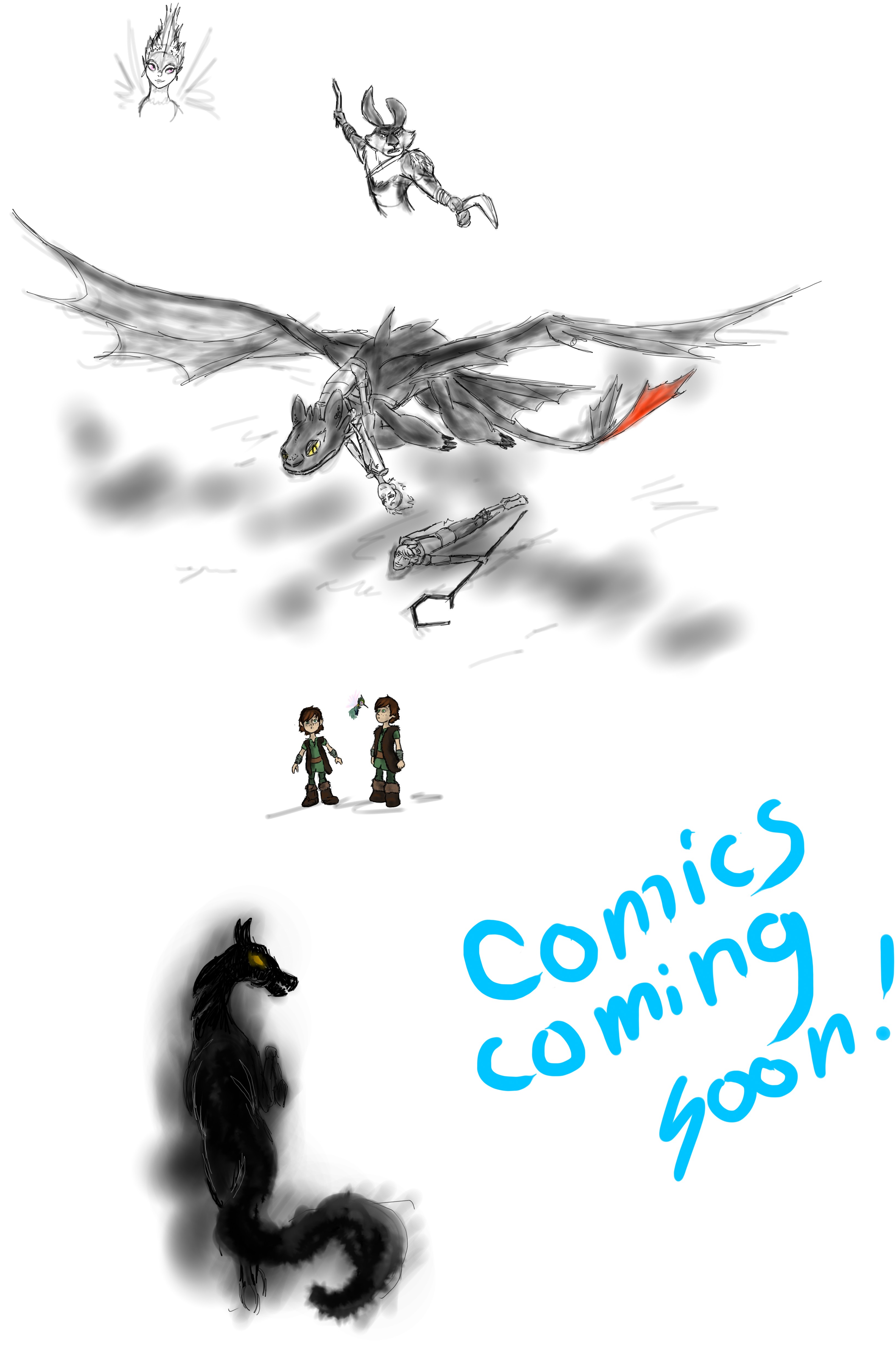 HTTYD and ROTG characters sketch