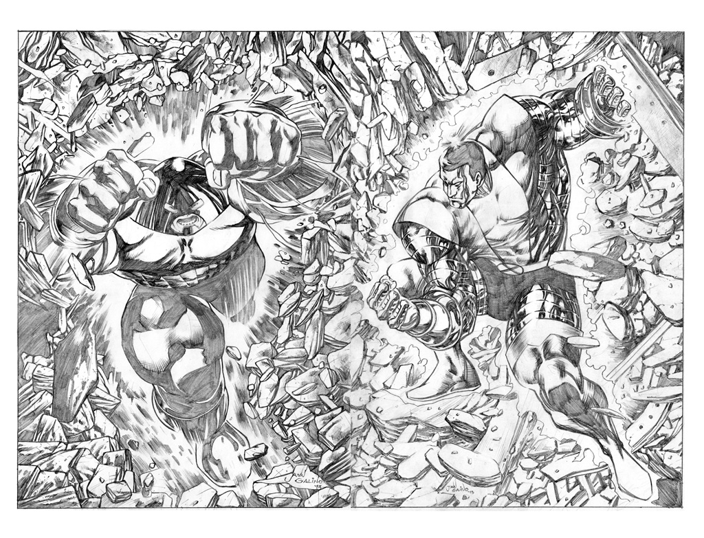 Juggernaut/Colossus doublespread commission