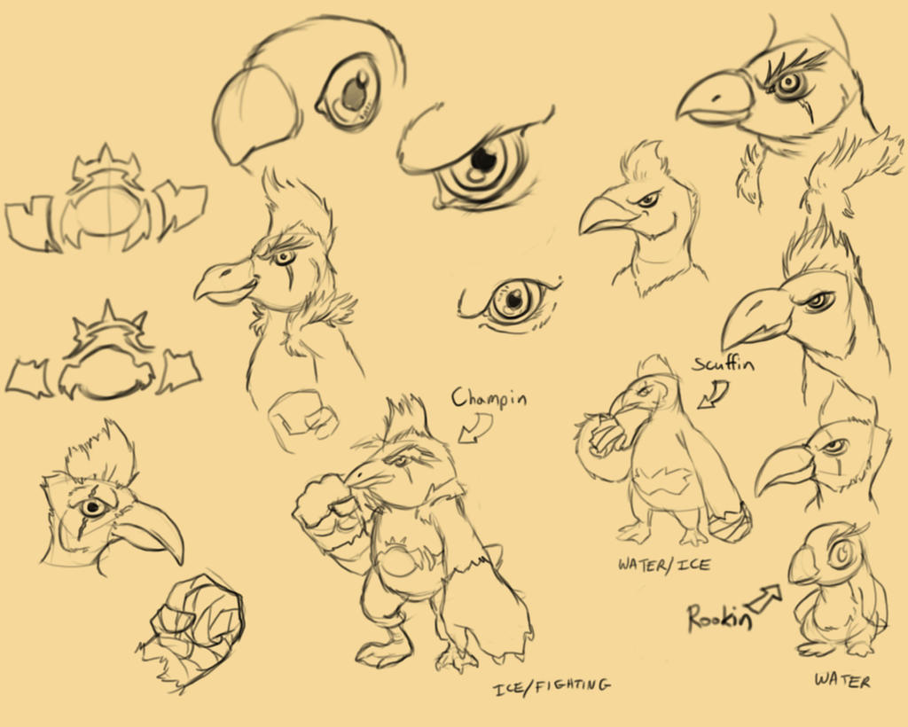 Fakemon Sketches Fighting Fowl by Tristepin523 on DeviantArt