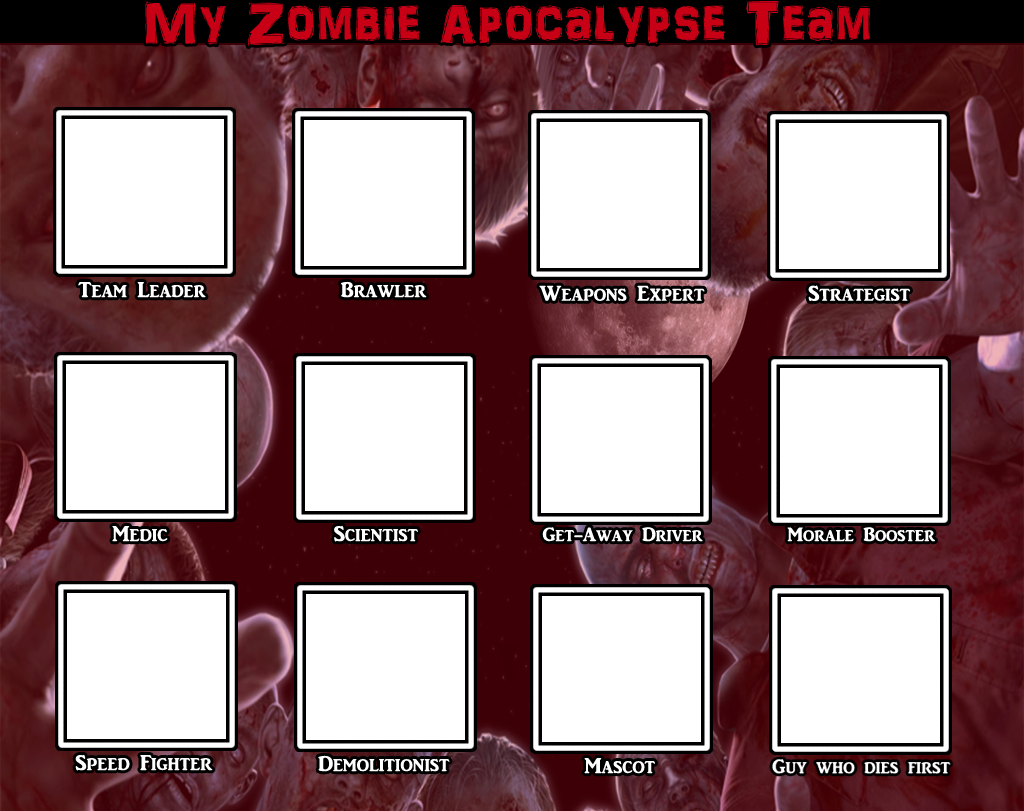 Zombie Apocalypse Team Template (by Oreopata) by DoctorMooDB on DeviantArt