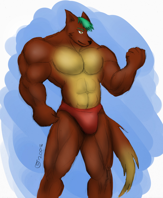 Muscle Wolf Guy color sketch