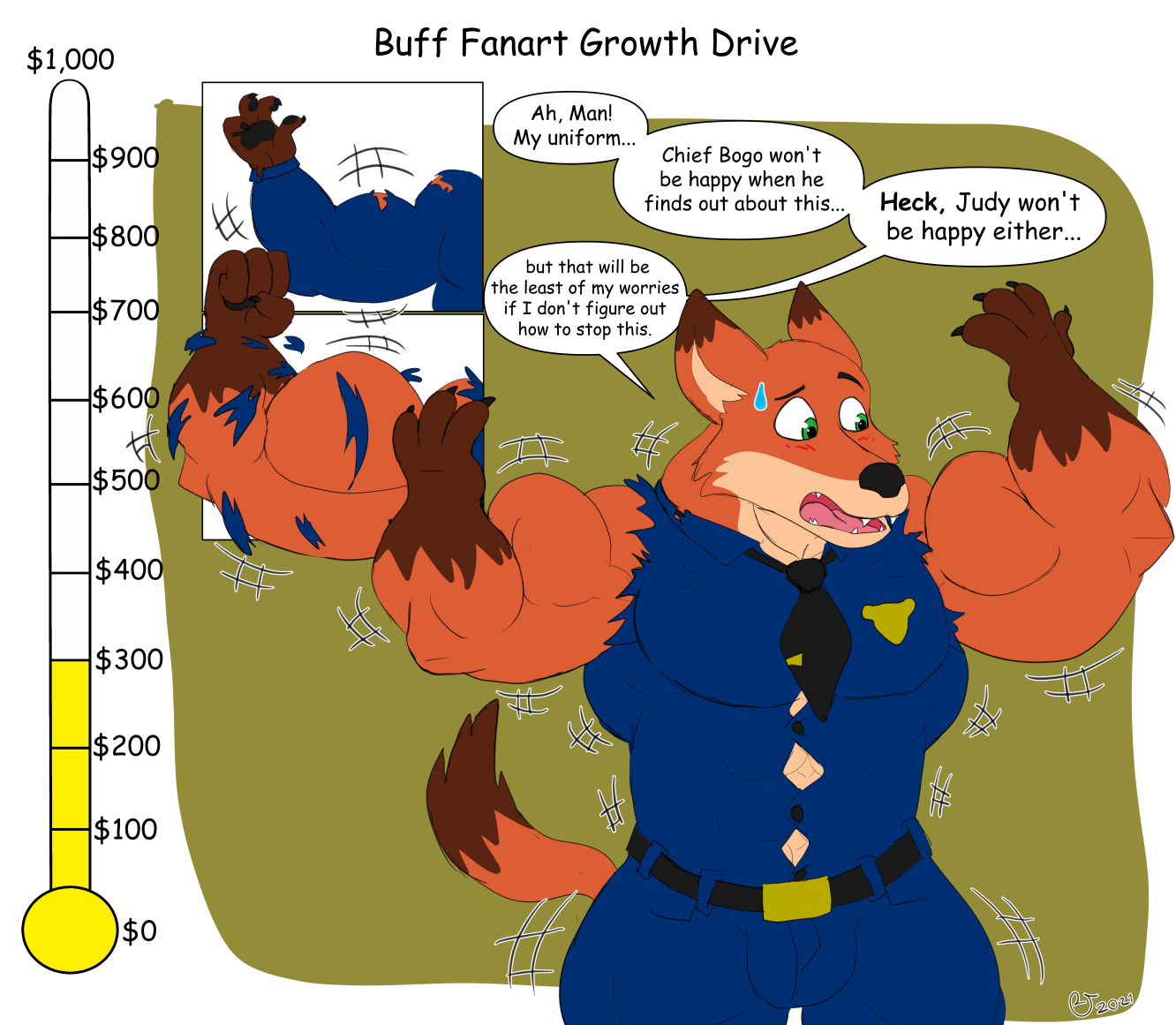 Buffnick Buff Fanart Growth Drive: Nick Wilde $300 by CaseyLJones on DeviantArt