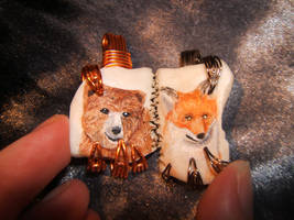 Fox and Bear pendants