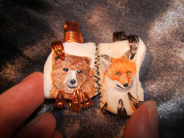 Fox and Bear pendants