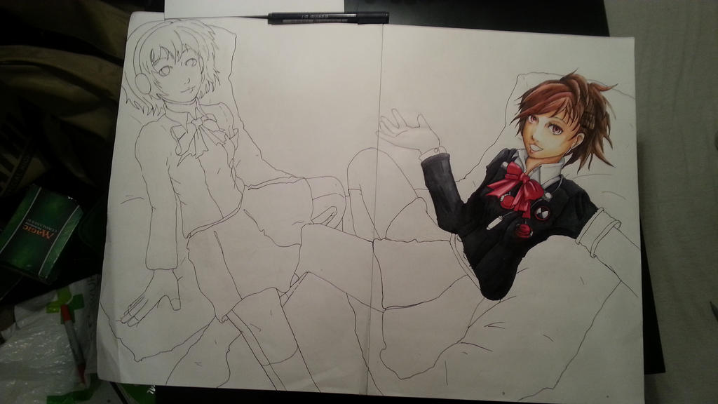 Persona 3 - Aegis and Minako WIP 2 by Jope-san