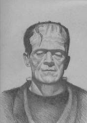 Frankenstein Monster -graphite on grey toned paper