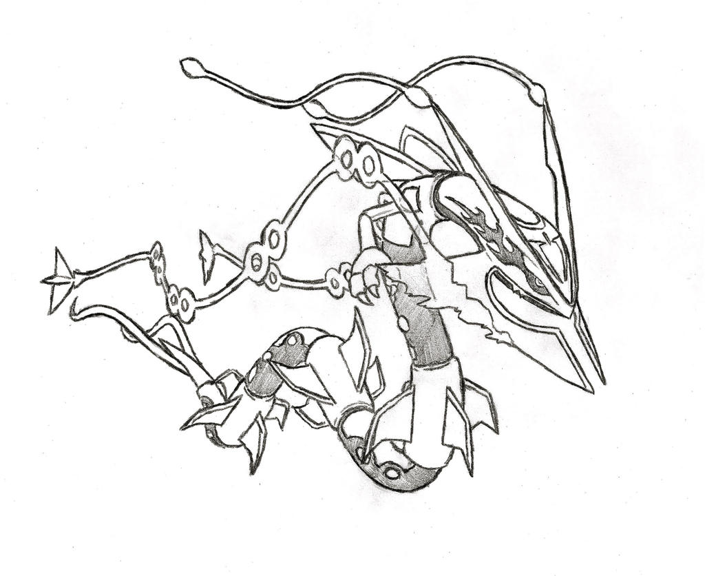 rayquaza and mega rayquaza (pokemon) drawn by sreido