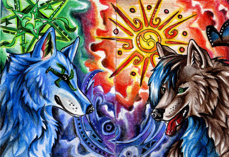 Two Wolves Commission by Lucky978