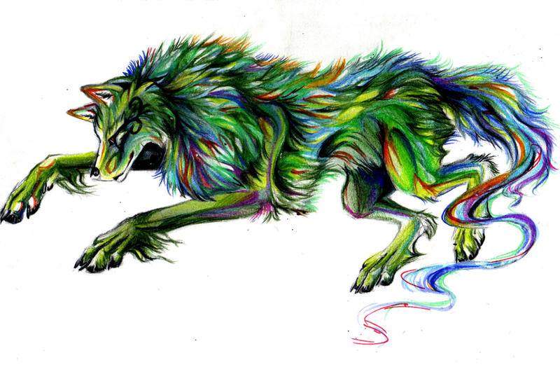 Green Rainbow Wolf