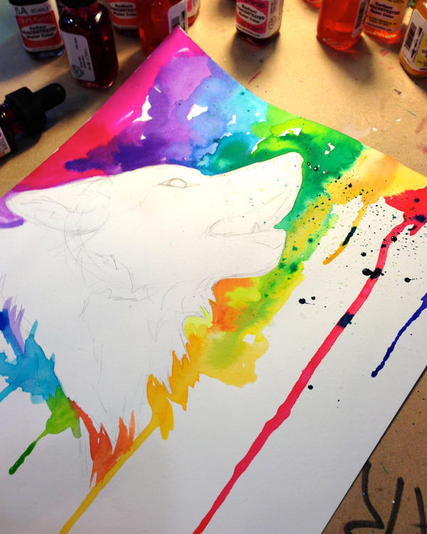 Rainbow Watercolor Process