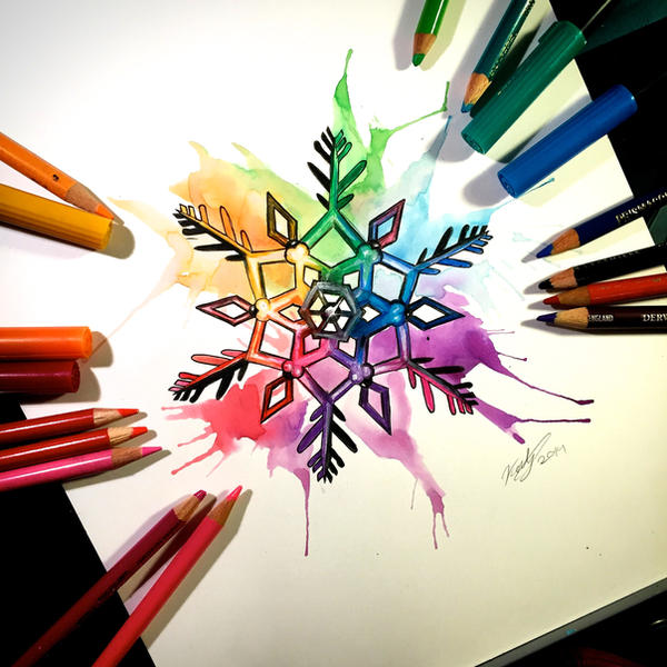 Rainbow Snowflake Commission by KatyLipscomb on DeviantArt