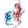 205- Dueling Dragons Watercolor
