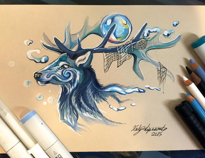 262- Stag Water Spirit by KatyLipscomb