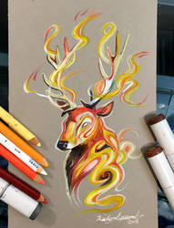 268- Stag Fire Spirit by KatyLipscomb