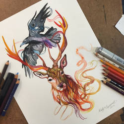 361- Stag and Raven Commission by KatyLipscomb