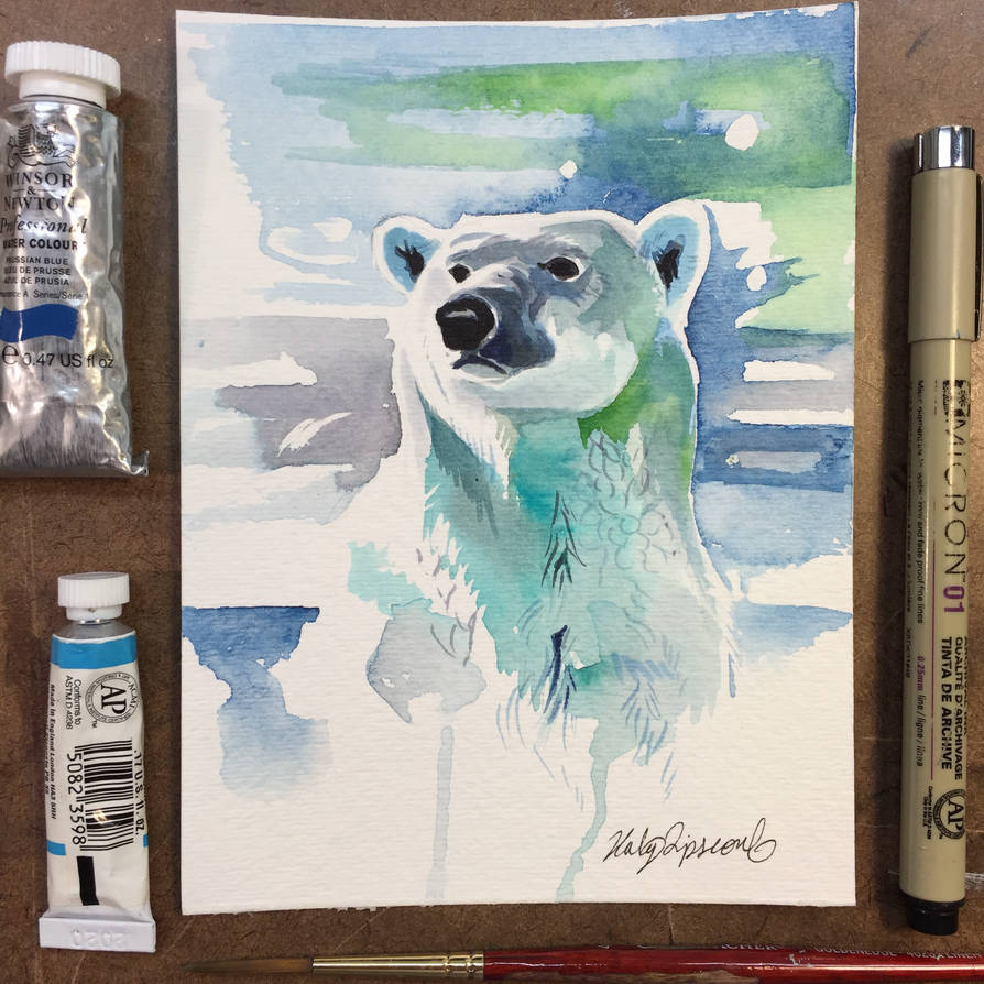 Polar Bear Watercolor Mini by KatyLipscomb