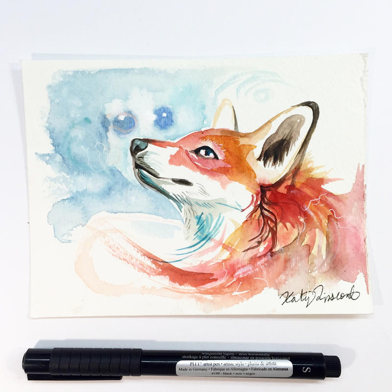 Fox Watercolor Mini