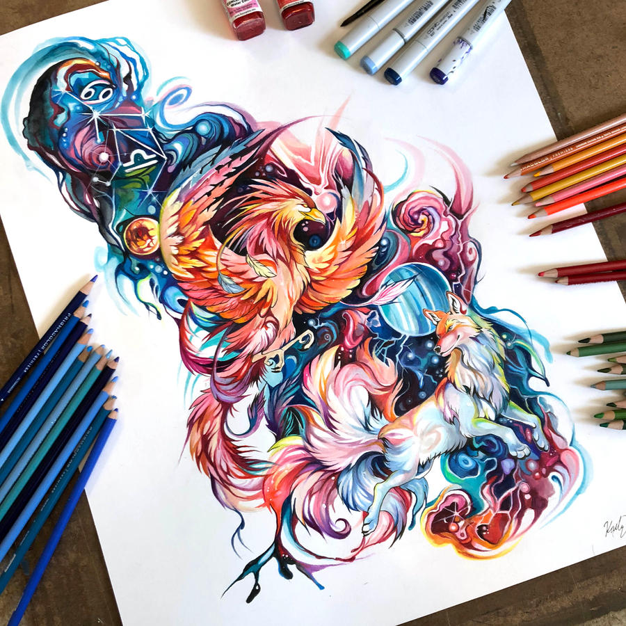 Cosmic Phoenix Tattoo by Lucky978