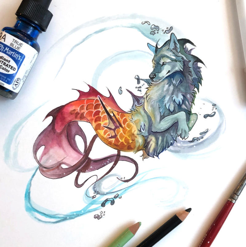 Merwolf Day 124: MerWolf by KatyLipscomb on DeviantArt