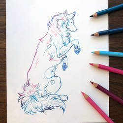 Day 175: Gradient Wolf Lineart