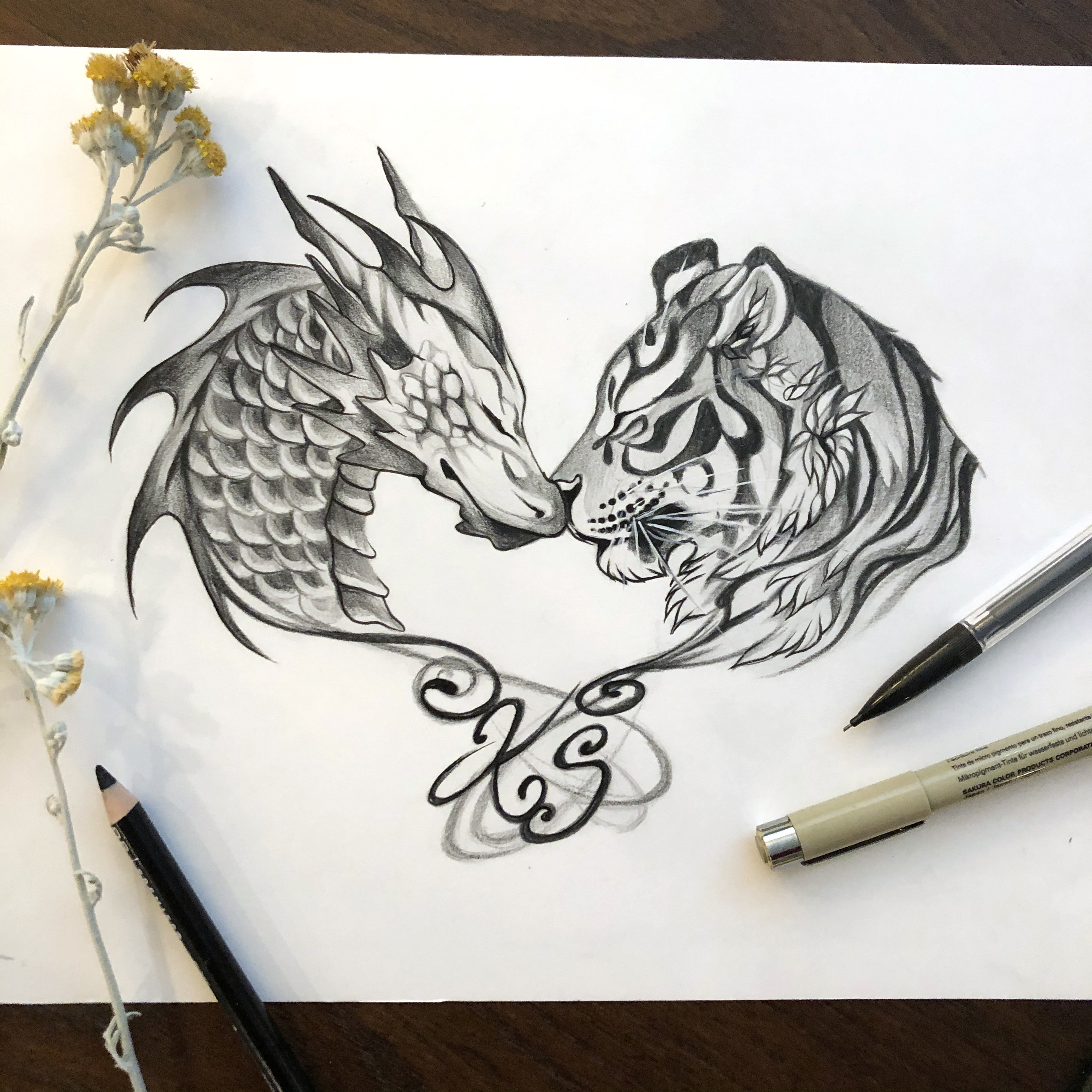 Day 219: Tiger and Dragon Tattoo Design by KatyLipscomb on DeviantArt