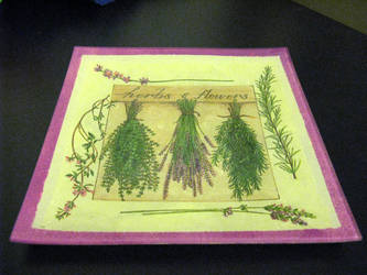 Decoupage plate - herbs