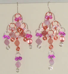 Chandelier earrings, pink