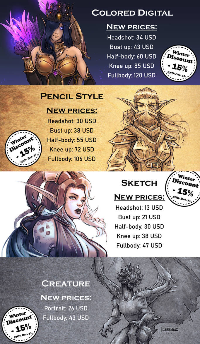 Pinterest Commissions Character Character Commissions - Winter Discount by Darkenaz on DeviantArt