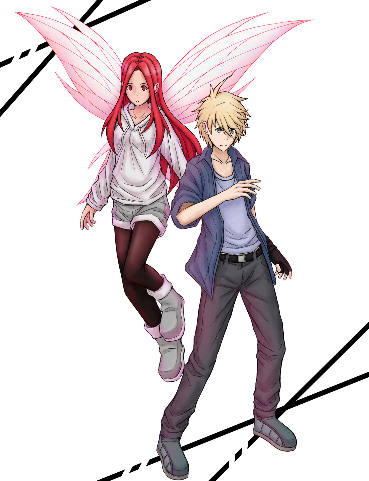 Rough Sketch - Blue and Scarlet Action Pose