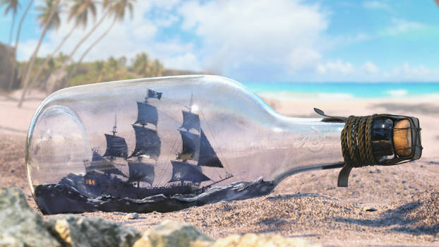 Why is the black pearl in a bottle?