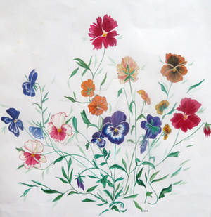 Botanical painting of pansies