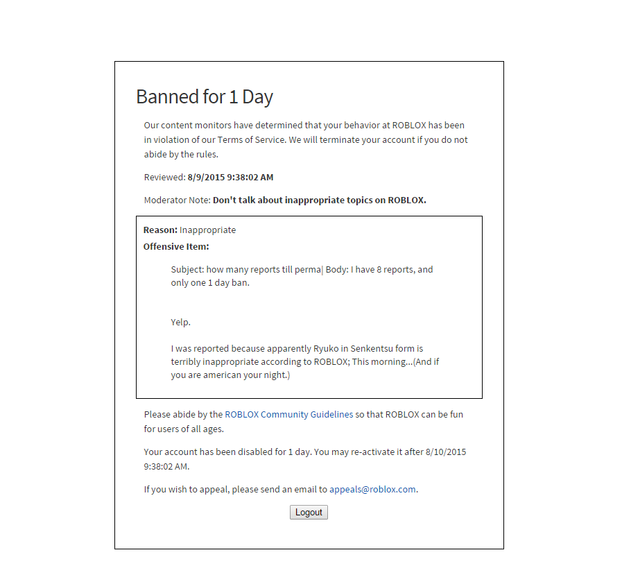 Roblox's Moderation Needs To Be Fixed - #217 by SubtotalAnt8185 - Website  Features - Developer Forum
