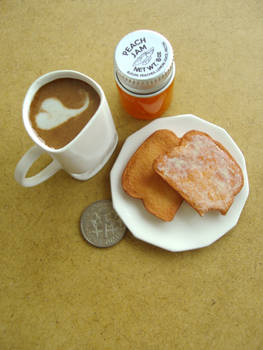 Coffee, Toast, Jam in 1:4 with scale