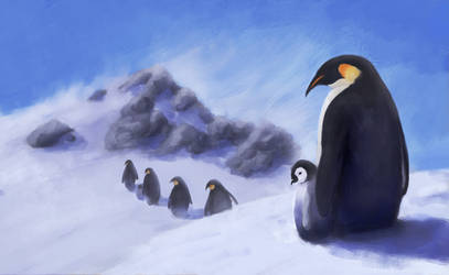 Penguins on a journey - digital painting