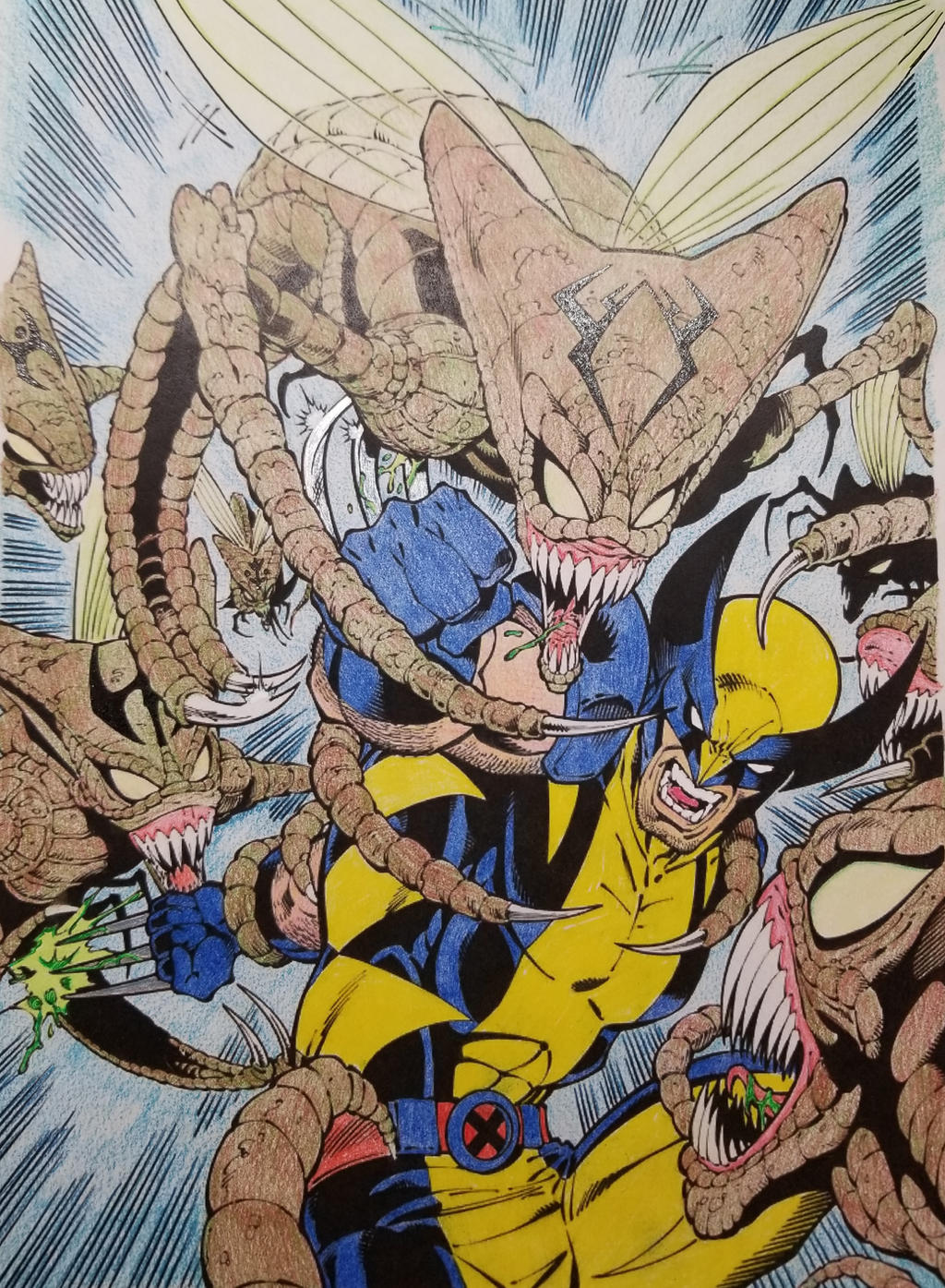Wolverine Brood Wolverine fighting The Brood swarm by lny on DeviantArt