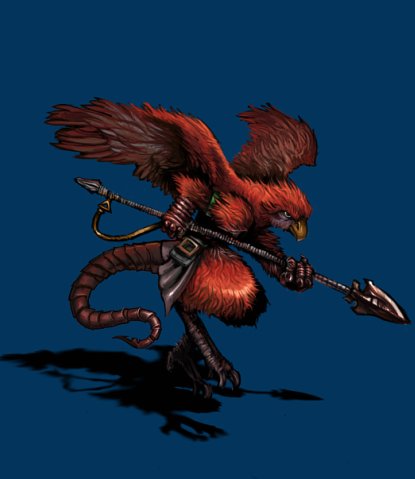 bird with a spear