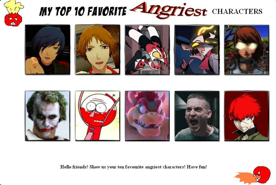 Angry Character Names Top 10 Angriest Characters by COTM1991 on DeviantArt