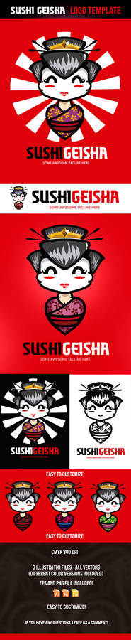 Sushi Geisha Logo Template