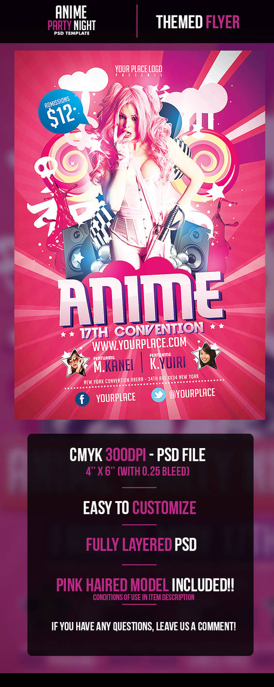 Anime Party Flyer Template by odindesign on DeviantArt