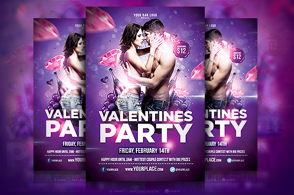 Valentines Party Flyer Template