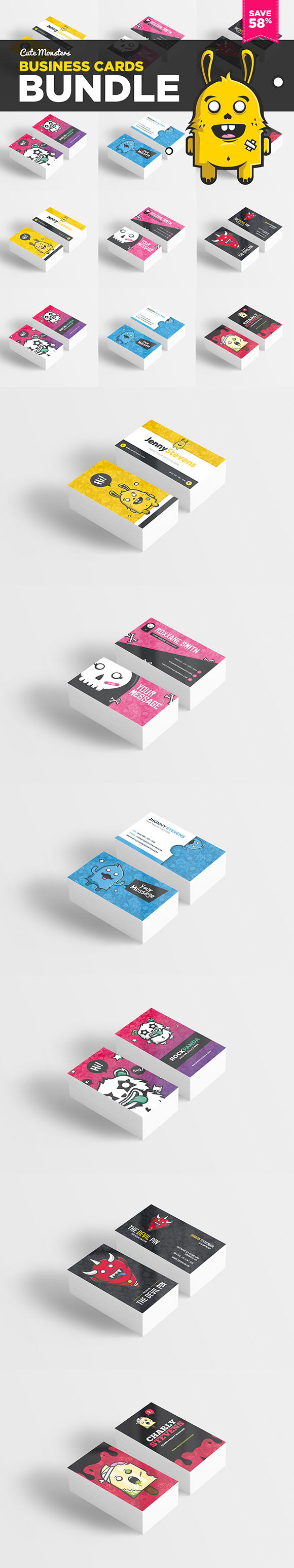 Cute Monsters Business Card Bundle