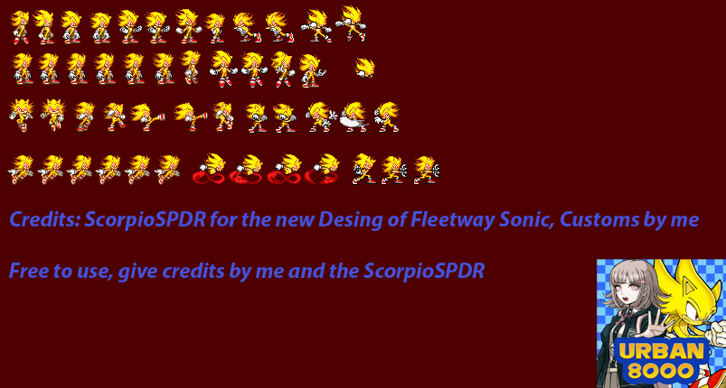 Fleetway Sonic Sprite sheet by Naima156092 on DeviantArt